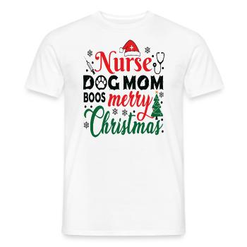 Nurse Dog Mom Merry Christmas Funny Nursing - Men's T-Shirt - white - Front - AI Model Male 178 dark (178cm)