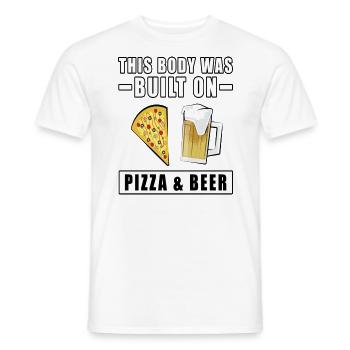 Ce corps a été construit sur la bière à pizza - T-shirt homme - blanc - Devant - AI Model Male 178 dark (178cm)