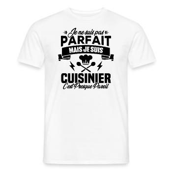 Je ne suis pas parfait mais je suis cuisinier - T-shirt homme - blanc - Devant - AI Model Male 178 dark (178cm)