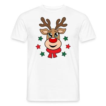 Rentier rote Nase rot Rudolph süß weihnachtlich - Männer T-Shirt - Weiß - Vorne - AI Model Male 178 dark (178cm)