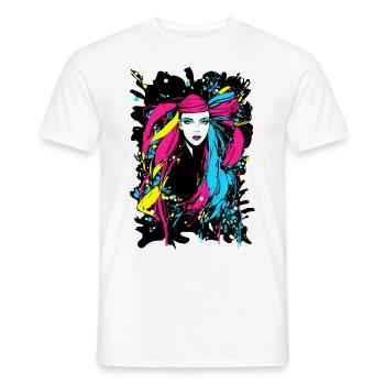 Farbenfrohe Frau - Männer T-Shirt - Weiß - Vorne - AI Model Male 178 dark (178cm)