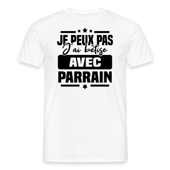 Je peux pas j ai bêtise avec parrain - T-shirt homme - blanc - Devant - AI Model Male 178 dark (178cm)