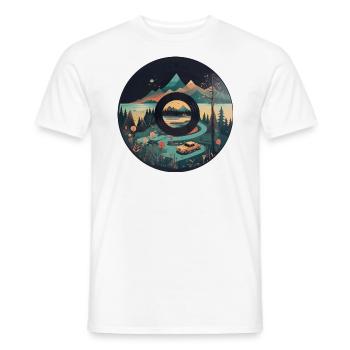 camping Wohnwagen in Berglandschaft mit - Männer T-Shirt - Weiß - Vorne - AI Model Male 178 dark (178cm)