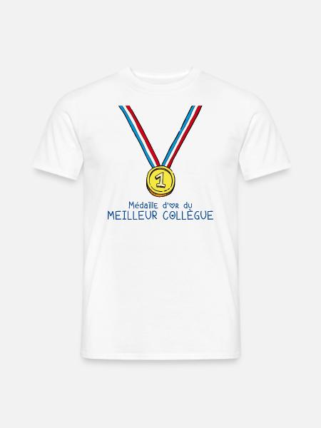 T-shirt Médaille d'or du meilleur collègue - T-shirt homme - blanc