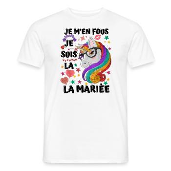 Couple mariage je m en fous je suis la mariée - T-shirt homme - blanc - Devant - AI Model Male 178 dark (178cm)
