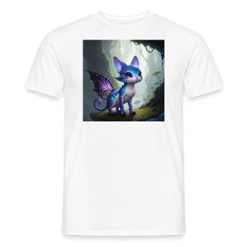 Alien cat with wings, Fantastic - Men's T-Shirt - white - Front - AI Model Male 178 dark (178cm)