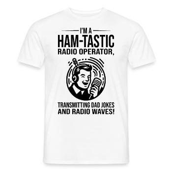 Ham-tastic Radio Operator Transmitting Dad Jokes - Men's T-Shirt - white - Front - AI Model Male 178 dark (178cm)