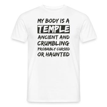 Mein Körper ist ein Tempel. Uralt und zerbröckelnd und - Männer T-Shirt - Weiß - Vorne - AI Model Male 178 dark (178cm)