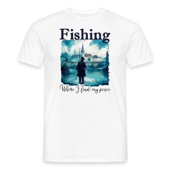 Angeln: Wo ich meine Ruhe finde - Männer T-Shirt - Weiß - Vorne - AI Model Male 178 dark (178cm)