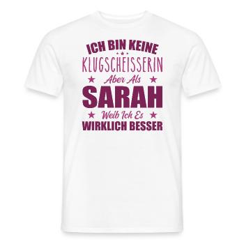 Name Sarah Vorname Klugscheisserin Namenstag - Männer T-Shirt - Weiß - Vorne - AI Model Male 178 dark (178cm)