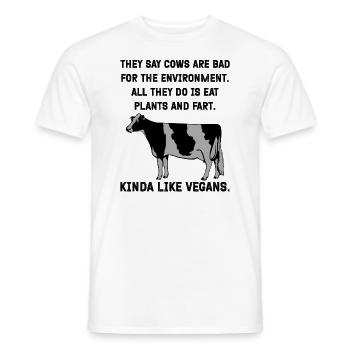 They say cows are bad for the environment. All - Men's T-Shirt - white - Front - AI Model Male 178 dark (178cm)