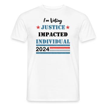 Je vote - Particulier touché par la justice - 2024 - T-shirt homme - blanc - Devant - AI Model Male 178 dark (178cm)