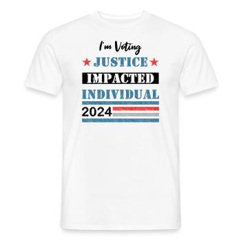 Je vote - Particulier touché par la justice - 2024 - T-shirt homme - blanc - Devant - AI Model Male 178 dark (178cm)