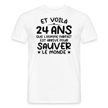 24 Year Old Birthday Gift 24 Year Old Men - Men's T-Shirt - white - Front - AI Model Male 178 dark (178cm)