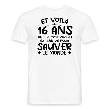16 Jahre altes Geburtstagsgeschenk 16 Jahre alte Männer - Männer T-Shirt - Weiß - Vorne - AI Model Male 178 dark (178cm)