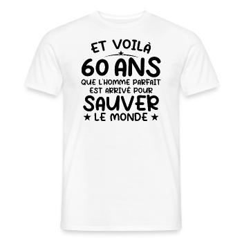 60 ans Cadeau anniversaire 60 ans Homme - T-shirt homme - blanc - Devant - AI Model Male 178 dark (178cm)