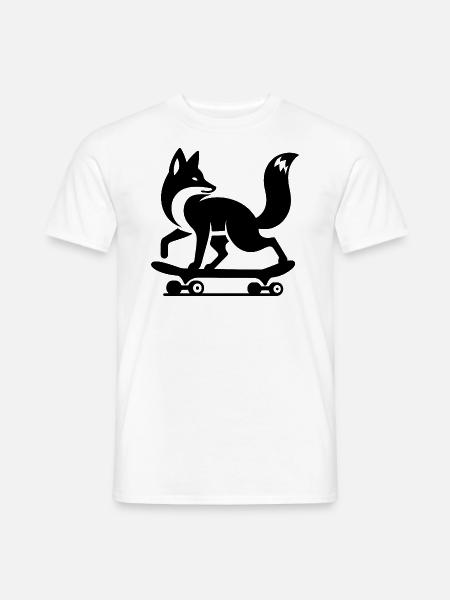 Fuchs Silhouette minimalistisch Skateboard Skater - Männer T-Shirt - Weiß