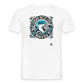 Delfin Design, mit den Wellen schwimmen im Ozean - Männer T-Shirt - Weiß - Vorne - AI Model Male 178 dark (178cm)