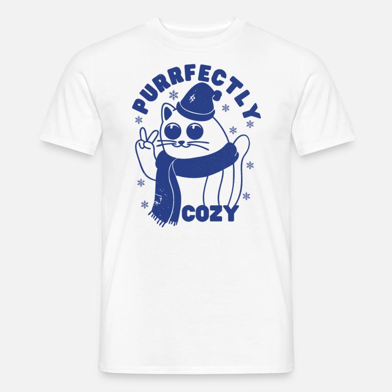Schnurrend gemütlich - Männer T-Shirt - Weiß