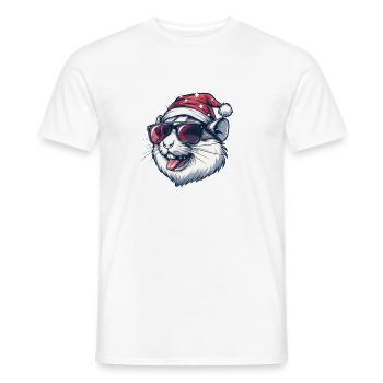 Hamster Christmas Funny - Men's T-Shirt - white - Front - AI Model Male 178 dark (178cm)