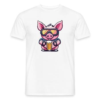 Bière de porc après-ski - T-shirt homme - blanc - Devant - AI Model Male 178 dark (178cm)