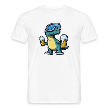 Bière après-ski dinosaure brontosaure - T-shirt homme - blanc - Devant - AI Model Male 178 dark (178cm)