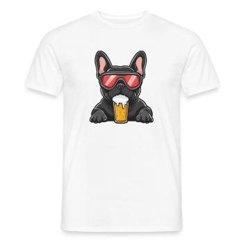 Französische Buldogge Hund Apres Ski Bier Comic - Männer T-Shirt - Weiß - Vorne - AI Model Male 178 dark (178cm)