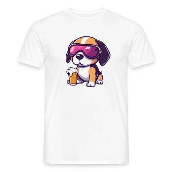Beagle chien après-ski bière bande dessinée - T-shirt homme - blanc - Devant - AI Model Male 178 dark (178cm)