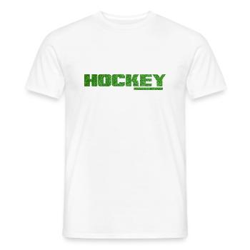 Field hockey Hockey artificial turf for hockey players - Men's T-Shirt - white - Front - AI Model Male 178 dark (178cm)