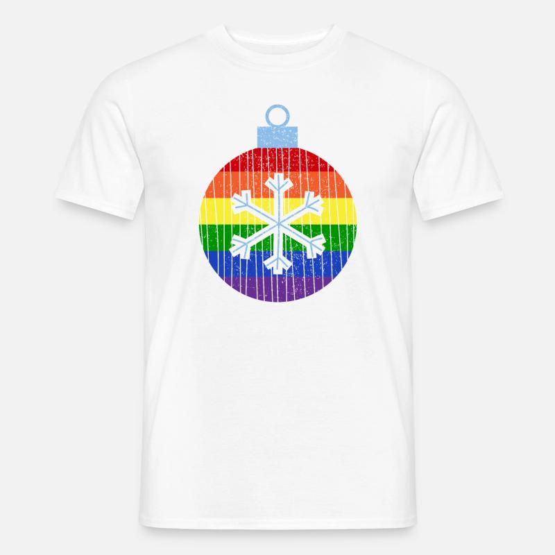 Regenbogen Weihnachtskugel Queer Gay Pride - Männer T-Shirt - Weiß