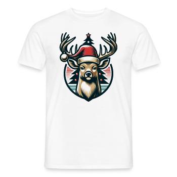 Christmas Reindeer Reindeer Design Retro - Men's T-Shirt - white - Front - AI Model Male 178 dark (178cm)