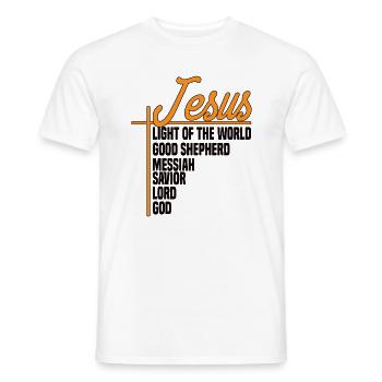 Jésus Lumière du Monde - Jésus-Christ - T-shirt homme - blanc - Devant - AI Model Male 178 dark (178cm)