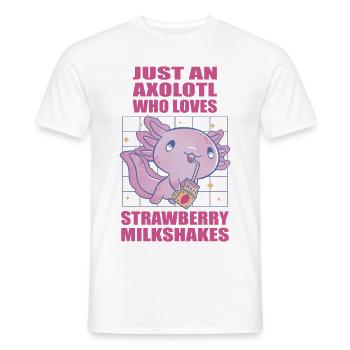 Nur ein Axolotl, der Erdbeer Milkshakes liebt - Männer T-Shirt - Weiß - Vorne - AI Model Male 178 dark (178cm)