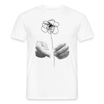 Hands and Flower Sketch Design - Men's T-Shirt - white - Front - AI Model Male 178 dark (178cm)
