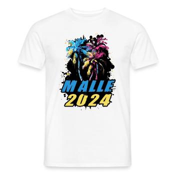 Malle 2024 Palmiers de vacances colorés - T-shirt homme - blanc - Devant - AI Model Male 178 dark (178cm)