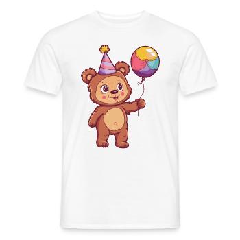 Bande dessinée d’anniversaire d’ours - T-shirt homme - blanc - Devant - AI Model Male 178 dark (178cm)