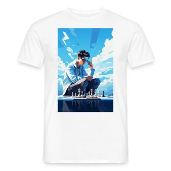 Réflexion d’un jeune joueur d’échecs - T-shirt homme - blanc - Devant - AI Model Male 178 dark (178cm)