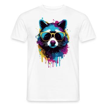 raton laveur coloré avec des lunettes de soleil - T-shirt homme - blanc - Devant - AI Model Male 178 dark (178cm)