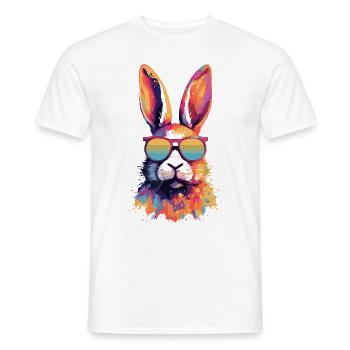 Éclaboussures de peinture de lapin coloré - T-shirt homme - blanc - Devant - AI Model Male 178 dark (178cm)