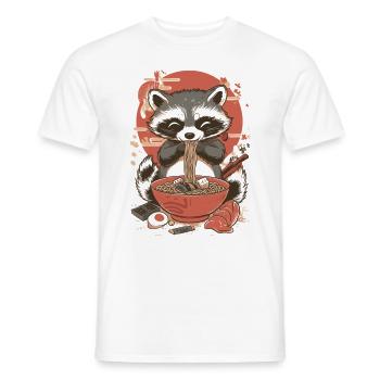 Un raton laveur mange des ramen - T-shirt homme - blanc - Devant - AI Model Male 178 dark (178cm)