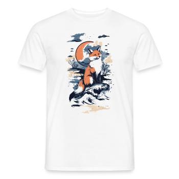 Fox Comic Style with Moon - Men's T-Shirt - white - Front - AI Model Male 178 dark (178cm)