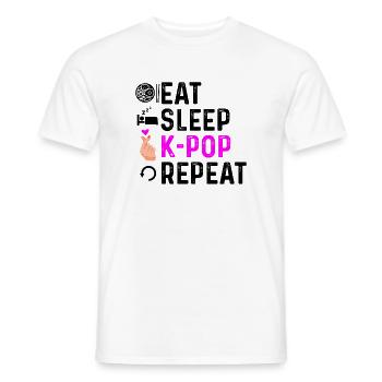 Mangez Sleep Korean Pop Repeat - T-shirt homme - blanc - Devant - AI Model Male 178 dark (178cm)