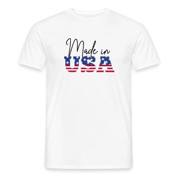 Fabriqué aux USA - T-shirt homme - blanc - Devant - AI Model Male 178 dark (178cm)