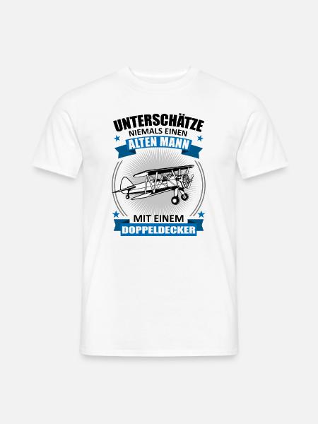 Doppeldecker Alter Mann Spruch Pilot Geschenk - Männer T-Shirt - Weiß
