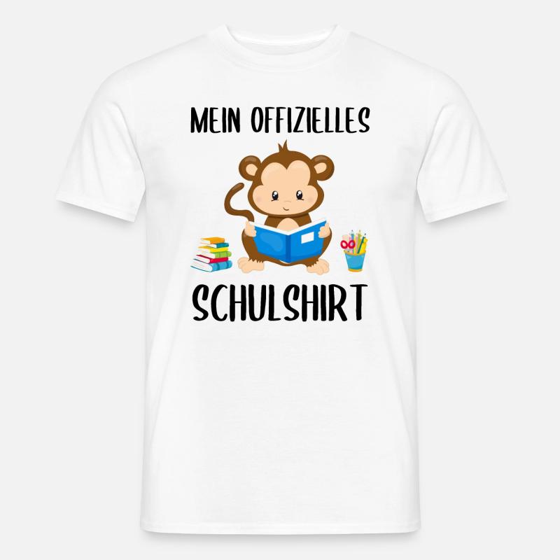 Affe Schulshirt Schulbeginn Schule Geschenk - Männer T-Shirt - Weiß