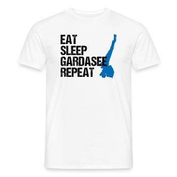 Eat, Sleep, Lake Garda – The Life Cycle - Men's T-Shirt - white - Front - AI Model Male 178 dark (178cm)