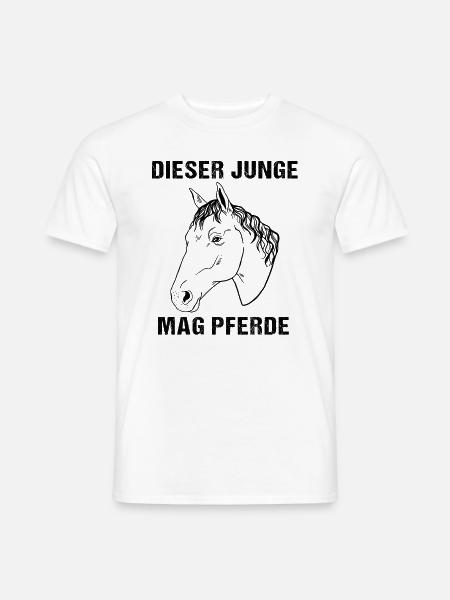 Dieser Junge mag Pferde - Herz und Hufe - Männer T-Shirt - Weiß