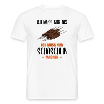 Schaschlik Pflichtfrei Entspannt Lebensmotto - Männer T-Shirt - Weiß - Vorne - AI Model Male 178 dark (178cm)