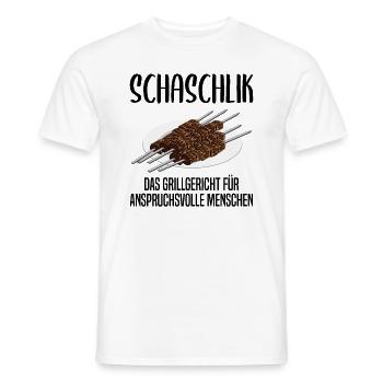 Schaschlik: Grillgenuss für Anspruchsvolle - Männer T-Shirt - Weiß - Vorne - AI Model Male 178 dark (178cm)