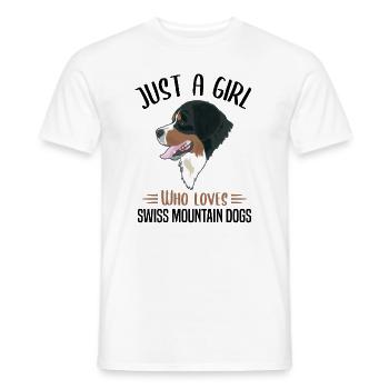 Girl Loves Swiss Mountain Dogs Gift - Men's T-Shirt - white - Front - AI Model Male 178 dark (178cm)
